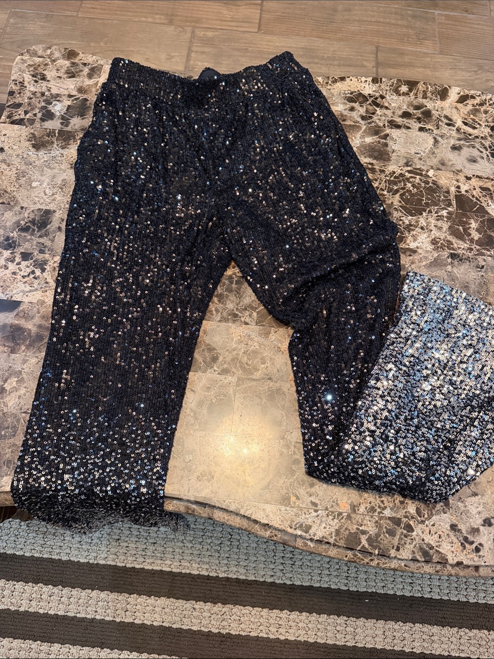 Black Sequin Pull-On Bottoms